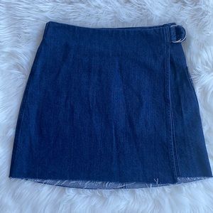 NWT Madewell Wrap Denim Skirt with Frayed Hem